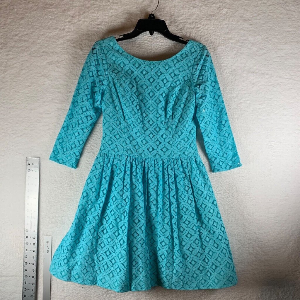 Lilly Pulitzer Women's Shorely Blue 3/4 Sleeve Lace Lori Dress Size 6 Nwt 9190